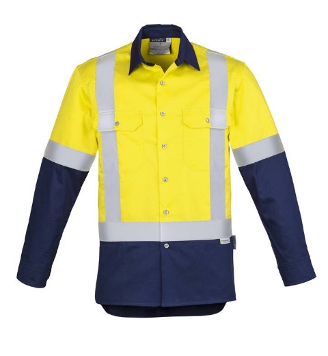 Picture of Syzmik, Mens Hi Vis Spliced Industrial L/S Shirt - Shoulder Taped